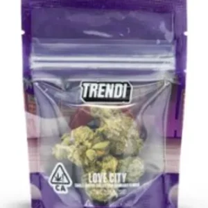 trendi super runtz hybrid exotic indoor scale 3.5 g 26.41% thca hybrid strain known for its uplifting and energizing effects, combined with earthy and citrus flavors.